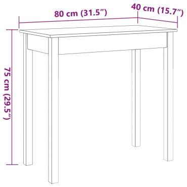 vidaXL Τραπέζι κονσόλα Καφέ Κεριού 80x40x75cm Μασίφ Ξύλο Πεύκου 1 τεμ.