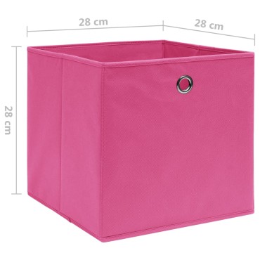 vidaXL Κουτιά Αποθήκευσης 4 τεμ. Ροζ 28x28x28 εκ. Ύφασμα Non-woven