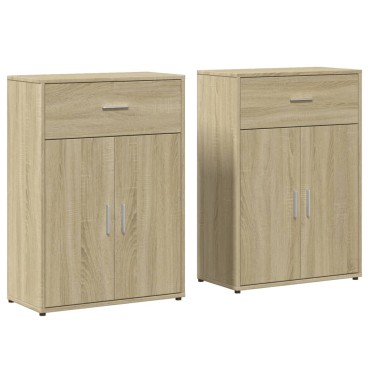 vidaXL Βοηθητικά Ντουλάπια 2 τεμ. Sonoma Δρυς 60x30x84cm Επεξ. Ξύλο