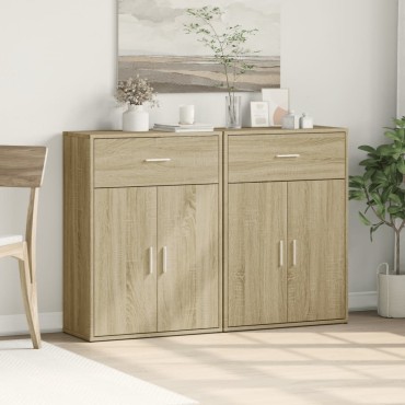 vidaXL Βοηθητικά Ντουλάπια 2 τεμ. Sonoma Δρυς 60x30x84cm Επεξ. Ξύλο