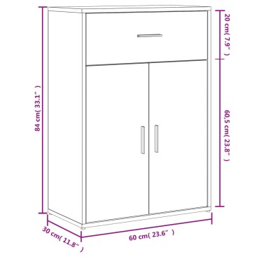 vidaXL Βοηθητικά Ντουλάπια 2 τεμ. Sonoma Δρυς 60x30x84cm Επεξ. Ξύλο