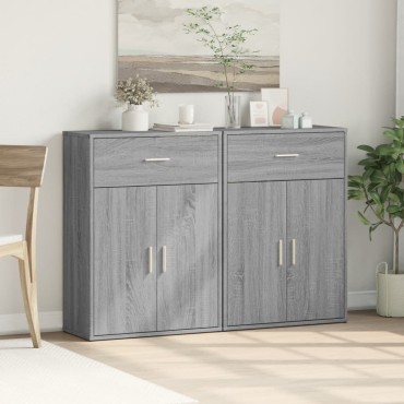 vidaXL Βοηθητικά Ντουλάπια 2 τεμ. Γκρι Sonoma 60x30x84cm Επεξ. Ξύλο