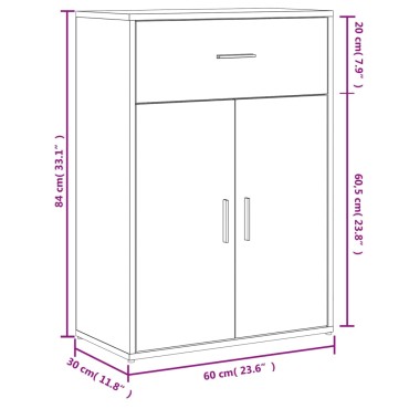 vidaXL Βοηθητικά Ντουλάπια 2 τεμ. Γκρι Sonoma 60x30x84cm Επεξ. Ξύλο