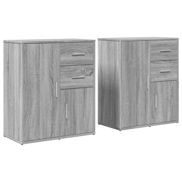 vidaXL Βοηθητικά Ντουλάπια 2 τεμ. Γκρι Sonoma 60x31x70cm Επεξ. Ξύλο