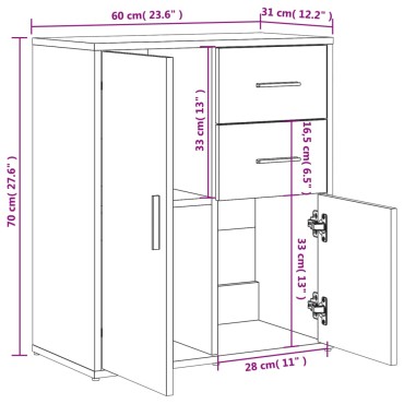 vidaXL Βοηθητικά Ντουλάπια 2 τεμ. Γκρι Sonoma 60x31x70cm Επεξ. Ξύλο