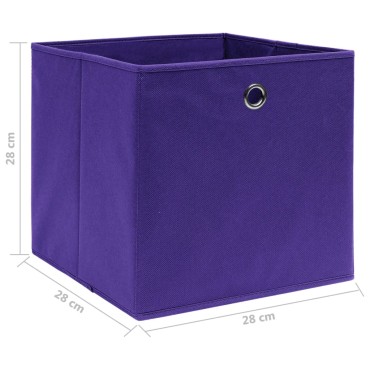 vidaXL Κουτιά Αποθήκευσης 10 τεμ. Μοβ 28x28x28 εκ. Ύφασμα Non-woven