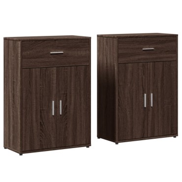 vidaXL Βοηθητικά Ντουλάπια 2 τεμ. Καφέ Δρυς 60x30x84cm Επεξ. Ξύλο
