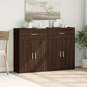 vidaXL Βοηθητικά Ντουλάπια 2 τεμ. Καφέ Δρυς 60x30x84cm Επεξ. Ξύλο