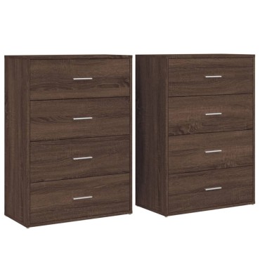 vidaXL Βοηθητικά Ντουλάπια 2 τεμ. Καφέ Δρυς 60x31x84cm Επεξ. Ξύλο