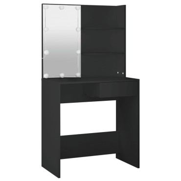 vidaXL Μπουντουάρ με LED Μαύρο 74,5x40x141cm 1 τεμ.