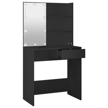 vidaXL Μπουντουάρ με LED Μαύρο 74,5x40x141cm 1 τεμ.