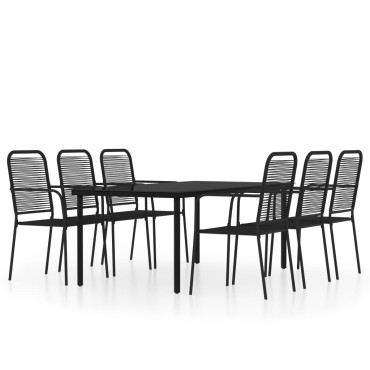vidaXL Σετ Τραπεζαρίας Κήπου 7 τεμ. Μαύρο 200x100x74cm