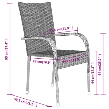 vidaXL Σετ Τραπεζαρίας Κήπου 9 τεμ. Μαύρο 200x100x74cm