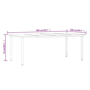 vidaXL Σετ Τραπεζαρίας Κήπου 9 τεμ. Μαύρο 200x100x74cm