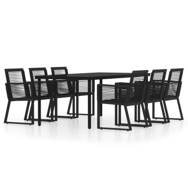 vidaXL Σετ Τραπεζαρίας Κήπου 7 τεμ. Μαύρο 200x100x74cm