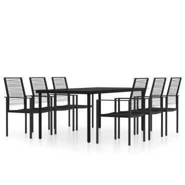 vidaXL Σετ Τραπεζαρίας Κήπου 7 τεμ. Μαύρο 200x100x74cm