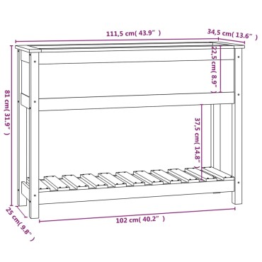 vidaXL Ζαρντινιέρα με Ράφι 111,5 x 34,5 x 81 εκ. Μασίφ Ξύλο Πεύκου