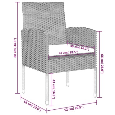 vidaXL Σετ Τραπεζαρίας Κήπου 9 τεμ. Μαύρο 52x56x88cm