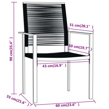 vidaXL Σετ Τραπεζαρίας Κήπου 9 τεμ. Μαύρο 200x100x74cm