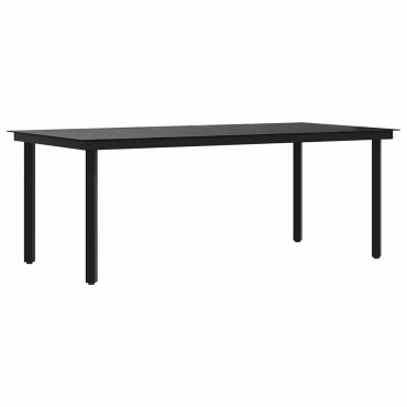 vidaXL Τραπεζαρία Κήπου Μαύρη 200x100x74cm από Ατσάλι και Γυαλί 1 τεμ.