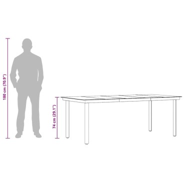 vidaXL Τραπεζαρία Κήπου Μαύρη 200x100x74cm από Ατσάλι και Γυαλί 1 τεμ.