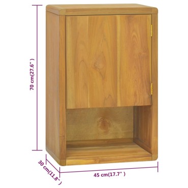 vidaXL Ντουλάπι Μπάνιου Επιτοίχιο 45x30x70cm από Μασίφ Ξύλο Teak 1 τεμ.