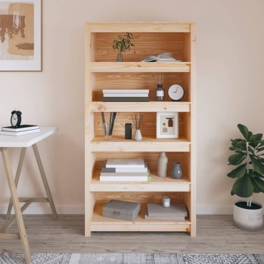 vidaXL Βιβλιοθήκη 80x35x154cm από Μασίφ Ξύλο Πεύκου 1 τεμ.