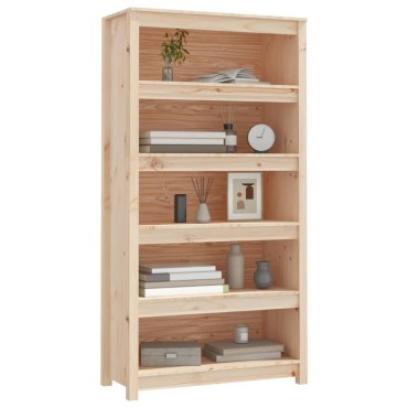 vidaXL Βιβλιοθήκη 80x35x154cm από Μασίφ Ξύλο Πεύκου 1 τεμ.