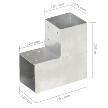 vidaXL Σύνδεσμος Στύλου Σχήματος L 101x101 χιλ. από Γαλβανισμ. Μέταλλο