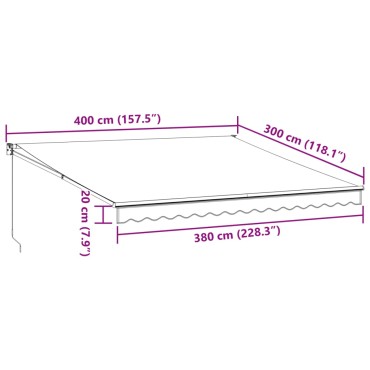 vidaXL Τέντα Πτυσσόμενη Χειροκίνητη Μπορντό 400x300 εκ.