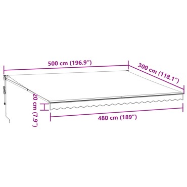 vidaXL Τέντα Πτυσσόμενη Αυτόματη Μπορντό 500x300 εκ.