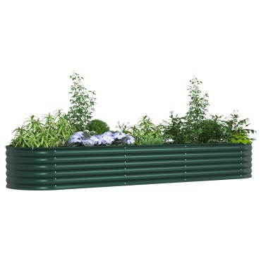vidaXL Υψωμένο Κρεβάτι Κήπου Πράσινο 320x80x44 εκ. Γαλβανισμένο Ατσάλι