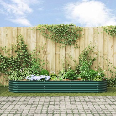 vidaXL Υψωμένο Κρεβάτι Κήπου Πράσινο 320x80x44 εκ. Γαλβανισμένο Ατσάλι