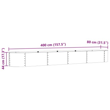 vidaXL Υψωμένο Παρτέρι για Κήπο Καφέ 400x80x44 εκ σε Γαλβανισμένο Χάλυβα