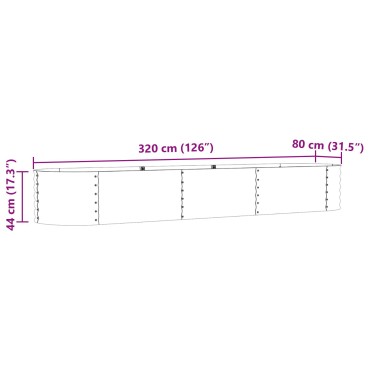 vidaXL Ψηλό Κρεβάτι Κήπου Καφέ 320x80x44 εκ από Γαλβανισμένο Χάλυβα