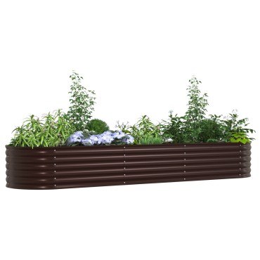 vidaXL Ψηλό Κρεβάτι Κήπου Καφέ 320x80x44 εκ από Γαλβανισμένο Χάλυβα