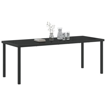 vidaXL Κήπος Τραπέζι Μαύρο 200x80x73cm Γυαλί ανθεκτικό στη θερμότητα 1 τεμ.