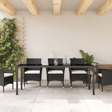 vidaXL Κήπος Τραπέζι Μαύρο 200x80x73cm Γυαλί ανθεκτικό στη θερμότητα 1 τεμ.
