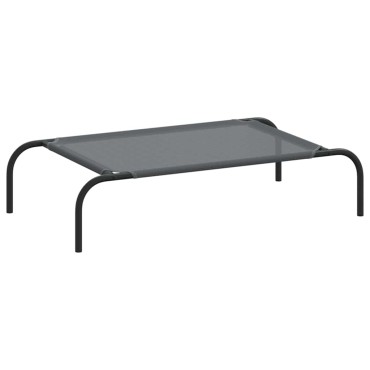 vidaXL Ανυψωμένο κρεβάτι σκύλου γκρι 90x50x20 cm Textilene και χάλυβα
