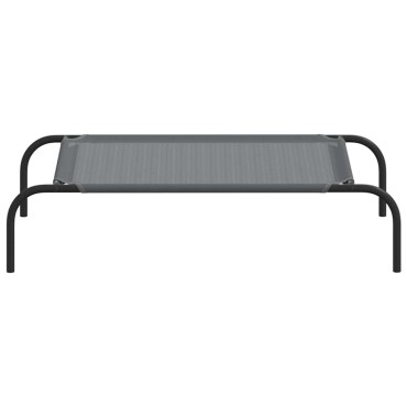 vidaXL Ανυψωμένο κρεβάτι σκύλου γκρι 90x50x20 cm Textilene και χάλυβα