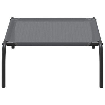 vidaXL Ανυψωμένο κρεβάτι σκύλου γκρι 90x50x20 cm Textilene και χάλυβα