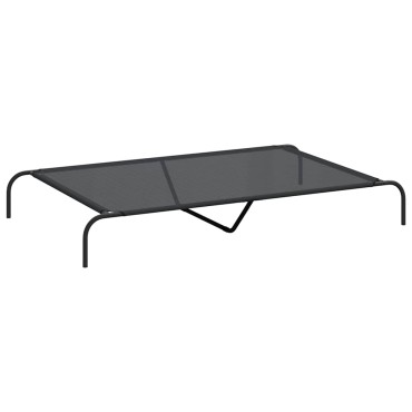 vidaXL Ανυψωμένο κρεβάτι σκύλου Μαύρο 150x90x20 cm Textilene ατσάλι