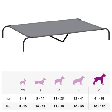 vidaXL Ανυψωμένο κρεβάτι σκύλου γκρι 150x90x20 cm ύφασμα Οξφόρδης