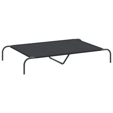 vidaXL Ανυψωμένο κρεβάτι σκύλου μαύρο 130x80x20 cm ύφασμα Οξφόρδης