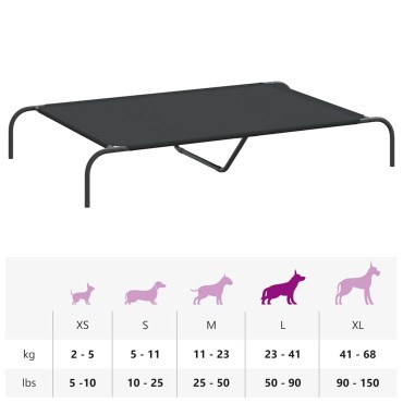 vidaXL Ανυψωμένο κρεβάτι σκύλου μαύρο 130x80x20 cm ύφασμα Οξφόρδης