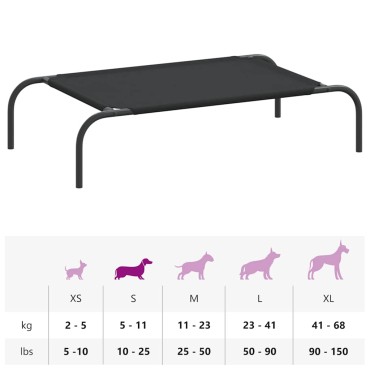 vidaXL Ανυψωμένο κρεβάτι σκύλου μαύρο 90x50x20 cm ύφασμα Οξφόρδης