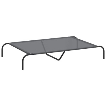 vidaXL Ανυψωμένο κρεβάτι σκύλου γκρι 130x80x20 cm Textilene και χάλυβα