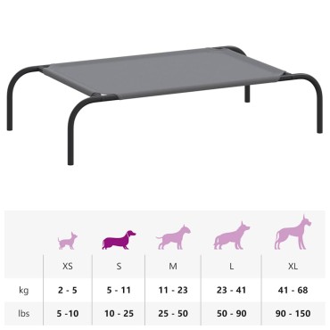 vidaXL Ανυψωμένο κρεβάτι σκύλου γκρι 90x50x20 cm ύφασμα Οξφόρδης