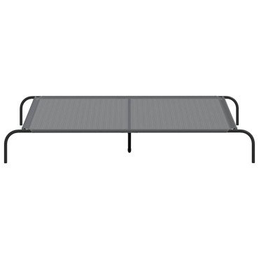 vidaXL Ανυψωμένο κρεβάτι σκύλου γκρι 150x90x20 cm Textilene και χάλυβα