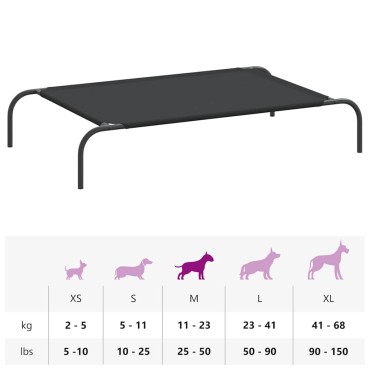 vidaXL Ανυψωμένο κρεβάτι σκύλου μαύρο 110x65x20 cm ύφασμα Οξφόρδης
